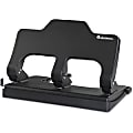 Universal Power Assist Punch - 3 Punch Head(s) - 30 Sheet - 9/32" Punch Size - Round Shape - Black