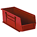 Partners Brand Plastic Stack & Hang Bin Boxes, Small Size, 10 7/8" x 4 1/8" x 4", Red, Pack Of 12