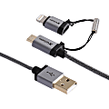 Verbatim Sync & Charge microUSB Cable with Lightning Adapter - 47 in. Braided Black - 47 in. Braided Black