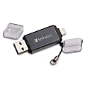 Verbatim 16GB Store 'n' Go Dual Flash Drive - 16 GB - USB 3.2 (Gen 1) Type A, Lightning - Graphite - Lifetime Warranty - 1 Each 1 thumbnail image