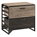 Bush Business Furniture Refinery 31-3/4"W x 22-1/5"D Lateral 2-Drawer File Cabinet, Rustic Gray/Charred Wood, Standard Delivery