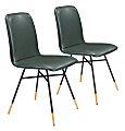 Zuo Modern Van Dining Chairs, Green/Black/Gold, Set Of 2 Chairs