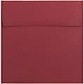 JAM Paper® Color Square Invitation Envelopes, 8 1/2" x 8 1/2", Gummed Seal, Dark Red, Pack Of 25