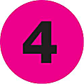 Tape Logic® Fluorescent Pink - "4" Number Labels 2", DL6772, Roll of 500