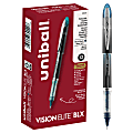 uni-ball® Vision™ Elite™ BLX Infusion Liquid Ink Rollerball Pens, Micro Point, 0.5 mm, Black Barrel, Black/Blue Ink, Pack Of 12