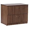 Lorell® Essentials 36"W Lateral 2-Drawer File Cabinet, Metal, Walnut