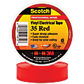 3M™ 35 Color-Coded Vinyl Electrical Tape, 1.5" Core, 0.75" x 66', Red, Pack Of 100