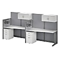 Bush® Business Furniture Office in an Hour 2-Person 129"W Straight Cubicle Desks With Storage, Drawers And Organizers, Pure White, Standard Delivery 1 thumbnail image