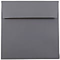 JAM Paper® Color Square Invitation Envelopes, 6" x 6", Gummed Seal, Dark Gray, Pack Of 25