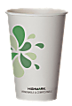 Highmark® Compostable Hot Drink Cups, 16 Oz, White/Green/Black, Pack Of 50