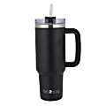Brentwood Geojug Insulated Stainless-Steel Tumbler Cup With Handle Lid And Straw, 40 Oz, Black 1 thumbnail image