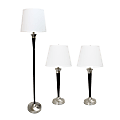 Lalia Home Sonoma Metal Lamp Set, White/Malbec Black/Brushed Nickel, Set Of 3 Lamps