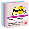 Post-it Recycled Super Sticky Notes, 4 in x 4 in, 6 Pads, 90 Sheets/Pad, 2x the Sticking Power, Wanderlust Pastels Collection, Lined, 30% Recycled