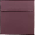 JAM Paper® Color Square Invitation Envelopes, 6" x 6", Gummed Seal, Burgundy, Pack Of 25