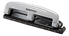 Bostitch® EZ Squeeze™ Three-Hole Punch, 12 Sheet Capacity, Black/Silver