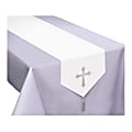 Amscan Religious Communion Fabric Table Runner, 72" x 13", White/Silver 1 thumbnail image