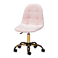 Baxton Studio Kabira Velvet Mid-Back Swivel Office Task Chair, Blush Pink/Gold