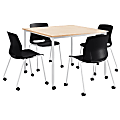 KFI Studios Dailey Square Dining Set With Caster Chairs, Natural/White/Black 1 thumbnail image
