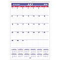 AT-A-GLANCE® Academic Monthly Wall Calendar, 15 1/2" x 22 3/4", 30% Recycled, Blue/Red, July 2018 to June 2019 1 thumbnail image