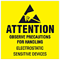 Tape Logic® Preprinted Shipping Labels, DL1369, Attention ? Observe Precautions, Square, 2" x 2", Fluorescent Yellow/Black, Roll Of 500 1 thumbnail image