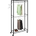Whitmor Garment Rack, 76"H x 38"W x 16.3"D, Adjustable, Heavy Duty, Built-in Wheels, Epoxy, Black, Steel 1 thumbnail image