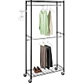 Whitmor Garment Rack - 76" Height x 38" Width x 16.3" Depth - Adjustable, Heavy Duty, Built-in Wheels - Epoxy - Black - Steel