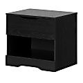 South Shore Holland 1-Drawer Nightstand, 19-3/4"H x 22-1/4"W x 17"D, Black Oak 1 thumbnail image
