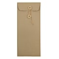 JAM Paper® Policy #10 Envelopes, Button & String Closure, 100% Recycled, Brown, Pack Of 25