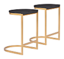 Zuo Modern Louis Counter Stools, Black/Gold, Set Of 2 Stools