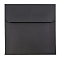 JAM Paper® Square Linen Envelopes, 5" x 5", Gummed Seal, 30% Recycled, Black, Pack Of 25