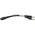 Tripp Lite 3.5 mm 4-Position to 3.5 mm 3-Position Audio Headset Splitter Adapter Cable (F/2xM) 6 in. (15.2 cm) - Mini-phone for Audio Device, Headset, Microphone - 6" - 1 x Mini-phone Female Stereo Audio - 2 x Mini-phone Male Stereo Audio - Black"