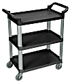 Luxor 3-Shelf Serving Cart, 36 3/4"H x 33 1/2"W x 16 3/4"D, Black