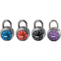 Master Lock Colored Dial Combination padlocks - 3 Digit - 0.28" Shackle Diameter - Cut Resistant - Stainless Steel Body, Steel Shackle - Black, Red, Purple, Blue - 1 Each