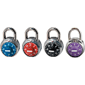 Master Lock Colored Dial Combination padlocks - 3 Digit - 0.28" Shackle Diameter - Cut Resistant - Stainless Steel Body, Steel Shackle - Black, Red, Purple, Blue - 1 Each 1 thumbnail image