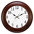 TEMPUS 12 7/10" Round Wall Clock, Mahogany