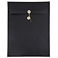 JAM Paper® Open-End 9" x 12" Catalog Envelopes, Button & String Closure, 30% Recycled, Black, Pack Of 25