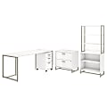 kathy ireland® Office by Bush Business Furniture Method 72"W Table Desk with File Cabinets and Bookcase, White, Standard Delivery