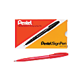 Pentel® Sign Pens®, Fine Point, 2.0 mm, Red Barrel, Red Ink, Pack Of 12 Pens