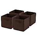 Honey-Can-Do Non-Woven Foldable Cubes, 11 7/16"H x 10 5/8"W x 10 5/8"D, Chocolate, Pack Of 4