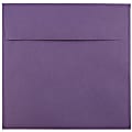 JAM Paper® Color Square Invitation Envelopes, 8 1/2" x 8 1/2", Gummed Seal, Dark Purple, Pack Of 25