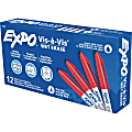 EXPO® Vis-A-Vis® Wet-Erase Fine-Tip Markers, Red, Box Of 12