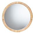 bali & pari Bella Modern Bohemian Mahogany Wood And Natural Rattan Round Mirror, 29-1/2"H x 29-1/2"W x 1"D, Natural Brown 1 thumbnail image