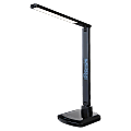 Lorell® LED USB Clock Desk Lamp, Dimmable, Black 1 thumbnail image