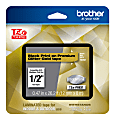Brother TZe Premium Glitter Laminated Tape, 1/2" x 26-3/16', Black Ink/Gold Tape