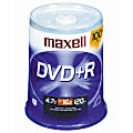 Maxell® DVD+R Recordable Media Spindle, 4.7GB/120 Minutes, Pack Of 100