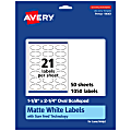 Avery® Permanent Labels With Sure Feed®, 94061-WMP50, Oval Scalloped, 1-1/8" x 2-1/4", White, Pack Of 1,050