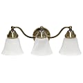 Lalia Home Essentix 3-Light Wall Mounted Curved Vanity Light Fixture, 7-1/2”W, Alabaster White/Antique Brass