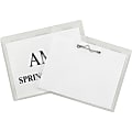 C-Line Pin-Style Name Badge Holder Kit, Folded Holders with Inserts, 3-1/2" x 2-1/4", Clear, Box Of 100 Holders 1 thumbnail image