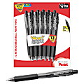Pentel® WOW!™ Retractable Ballpoint Pens, Medium Point, 1.0 mm, Black Barrel, Black Ink, Pack Of 12