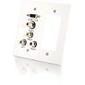 C2G VGA, 3.5mm Audio, Composite Video and RCA Stereo Audio Pass Through Double Gang Wall Plate with One Decorative Style Cutout - White